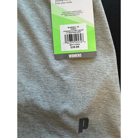 New ~ PRINCE ~  Women's Light Heather Gray Match Knit Skort Size M - Picture 5 of 9